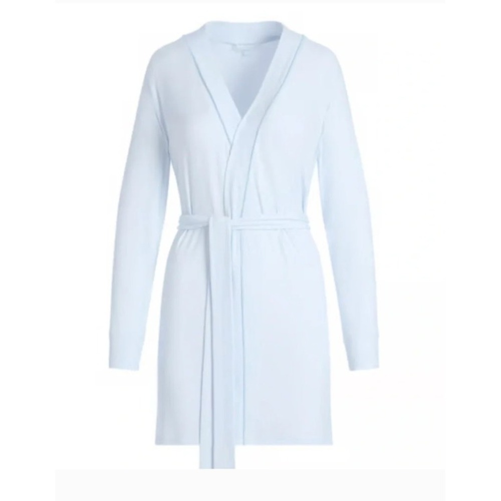 Skims Soft Lounge Short Robe Blue Quartz Ribbed Wrap AP-RBE-0345 Womens Small
